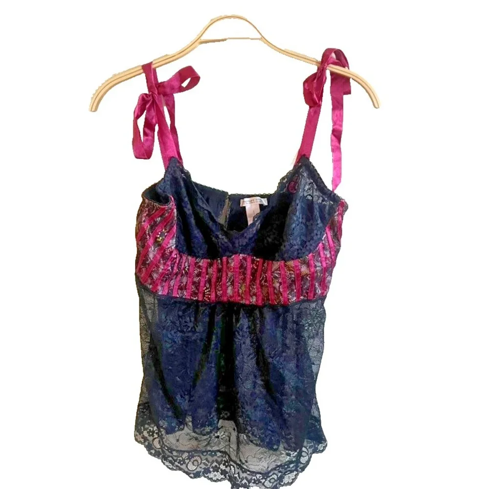 Pleasure State for Victoria's Secret Satin‎ Cami Whimsygoth Lace Fairy Sz L